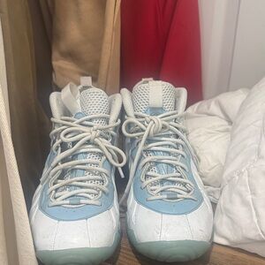 Foamposite Blue and White Sneakers